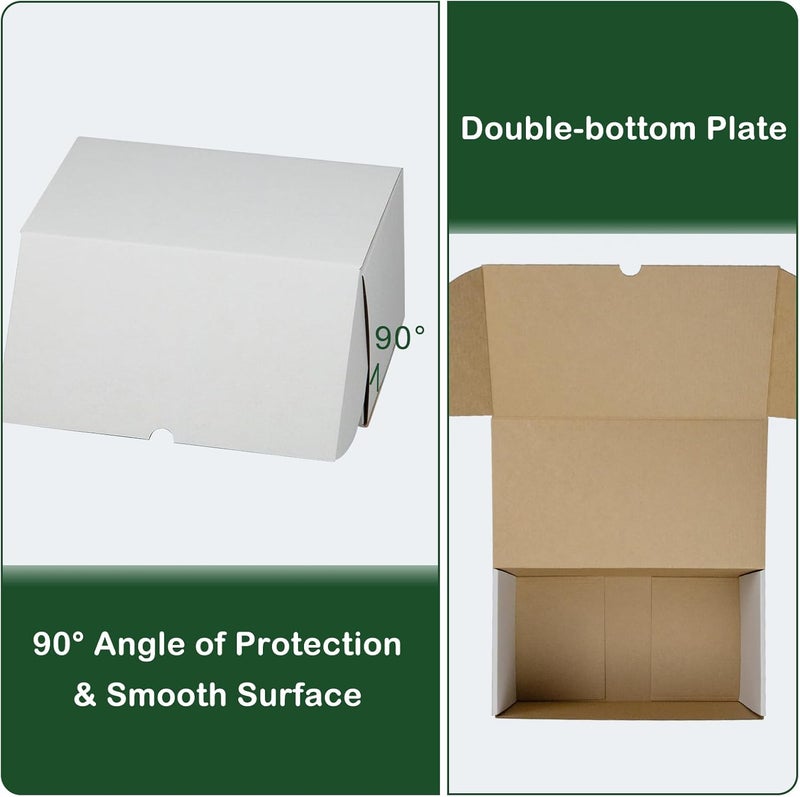 HESESOH 11x6x6 Inches Shipping Boxes Set of 20, White Corrugated Cardboard Box Literature Mailer for Packing Small Business - Image 3